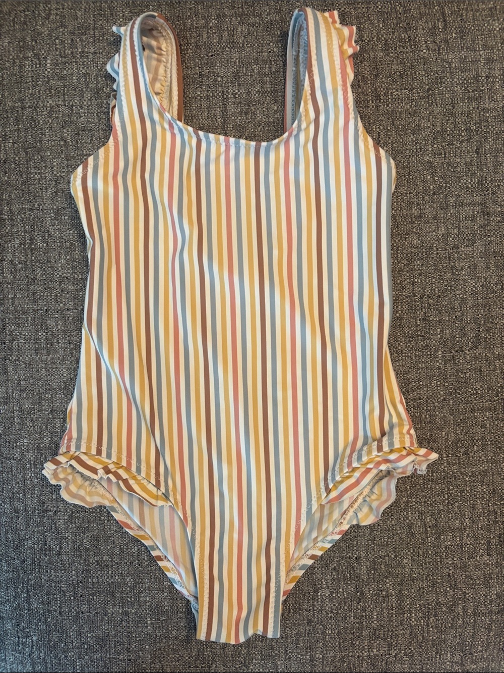 Zara Kids Multicolor Striped One-Piece Swimsuit with Ruffle Detail